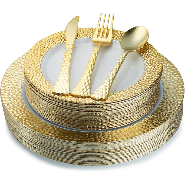 jintokys 100 Piece Elegant Clear Disposable Plastic Tableware for 20